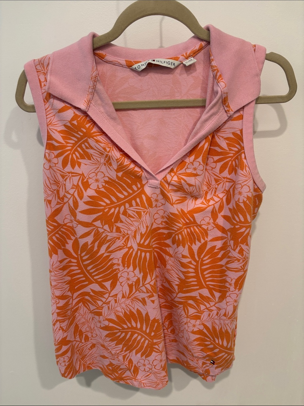 Tommy Hilfiger Pink & Orange Tropical Sleeveless Polo Tank